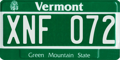 VT license plate XNF072