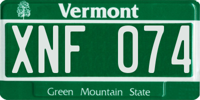 VT license plate XNF074