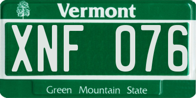 VT license plate XNF076
