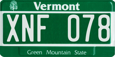 VT license plate XNF078