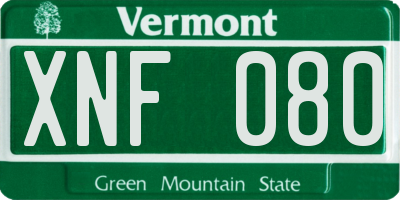 VT license plate XNF080