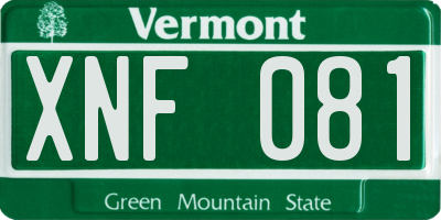 VT license plate XNF081