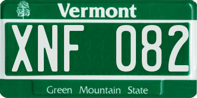 VT license plate XNF082