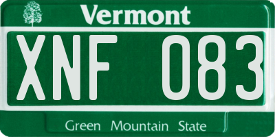 VT license plate XNF083