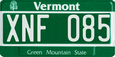 VT license plate XNF085