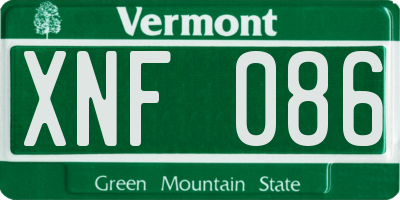 VT license plate XNF086