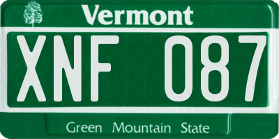 VT license plate XNF087