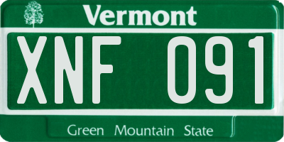 VT license plate XNF091
