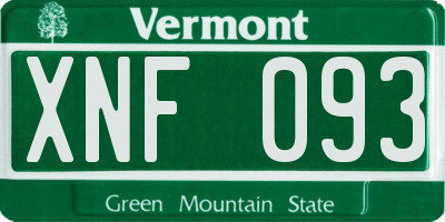 VT license plate XNF093