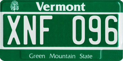 VT license plate XNF096