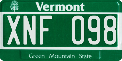VT license plate XNF098