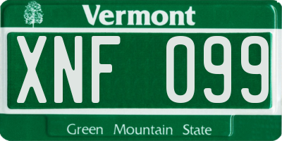 VT license plate XNF099