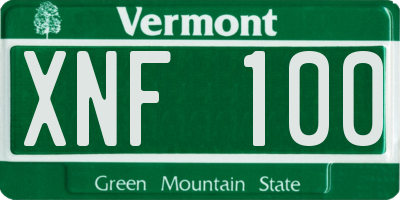 VT license plate XNF100