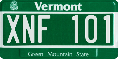 VT license plate XNF101
