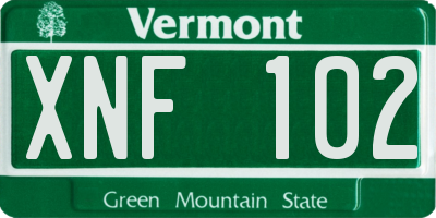 VT license plate XNF102