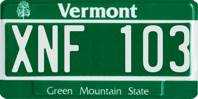 VT license plate XNF103
