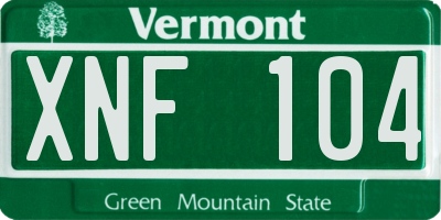 VT license plate XNF104