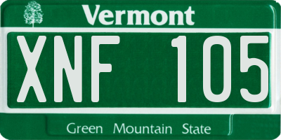 VT license plate XNF105