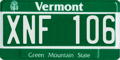 VT license plate XNF106