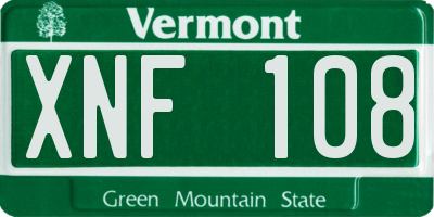 VT license plate XNF108