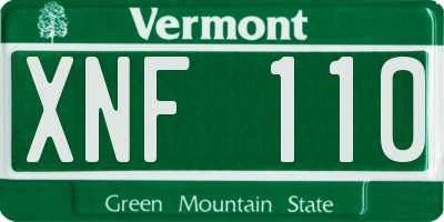 VT license plate XNF110
