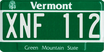VT license plate XNF112