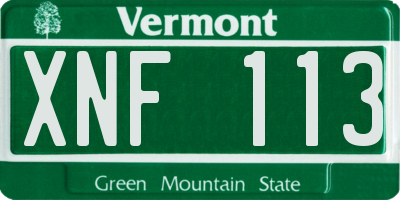 VT license plate XNF113