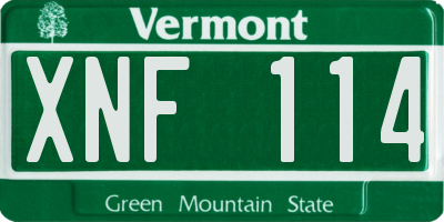 VT license plate XNF114