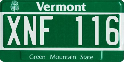 VT license plate XNF116