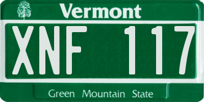 VT license plate XNF117