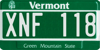 VT license plate XNF118