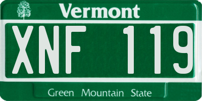VT license plate XNF119