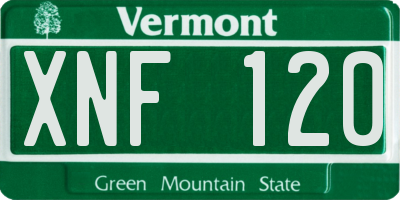 VT license plate XNF120