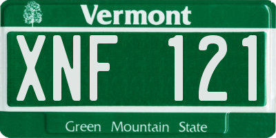 VT license plate XNF121
