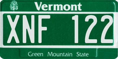 VT license plate XNF122