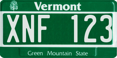 VT license plate XNF123