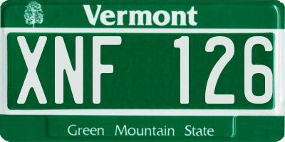 VT license plate XNF126