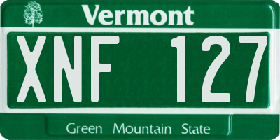 VT license plate XNF127