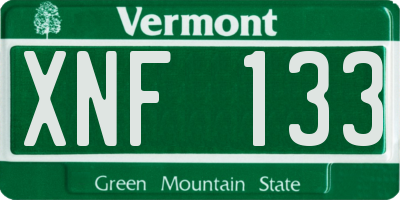 VT license plate XNF133