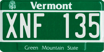 VT license plate XNF135