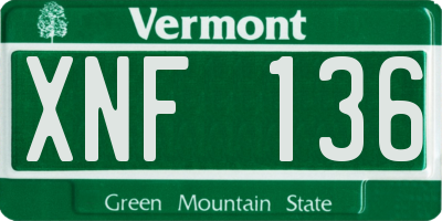 VT license plate XNF136