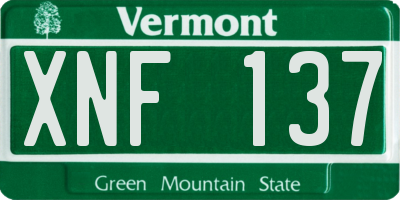 VT license plate XNF137