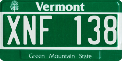 VT license plate XNF138