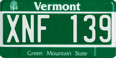 VT license plate XNF139