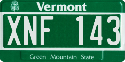 VT license plate XNF143