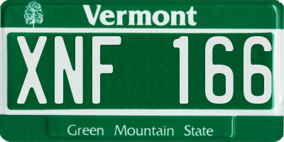 VT license plate XNF166