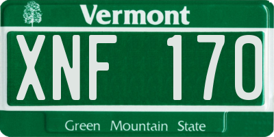VT license plate XNF170