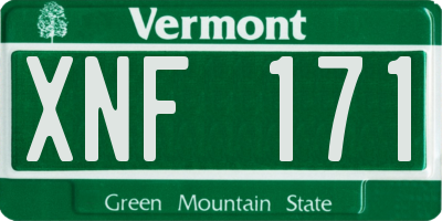 VT license plate XNF171