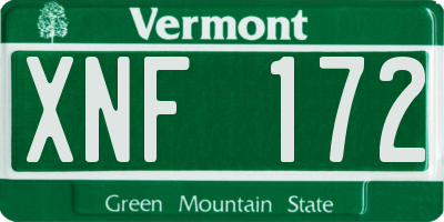 VT license plate XNF172