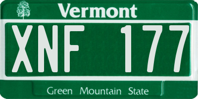 VT license plate XNF177